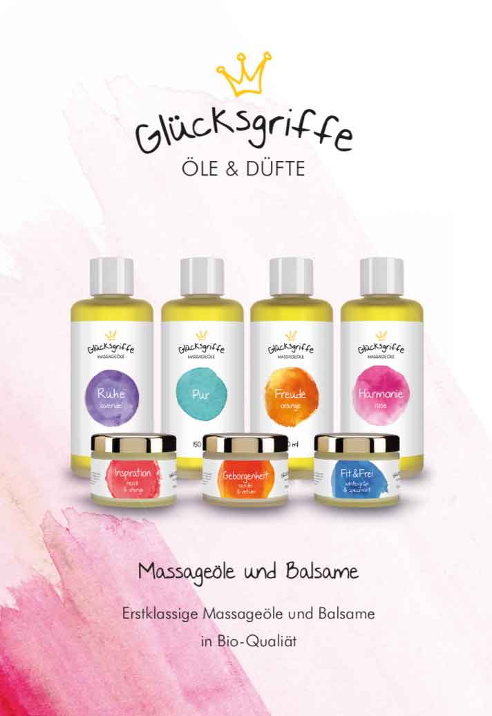 Massageölflaschen und Tiegel mit Hautbalsam