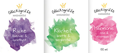 Edelstein-Massageöle 150 ml Flasche aus der Glücksgriffe Serie