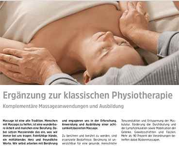 Expertenbeitrag über TouchLife Massage als Ergänzung zur klassischen Physiotherapie