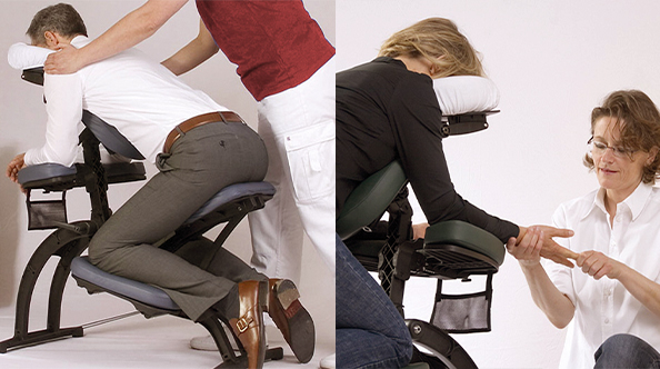 TouchLife Massage Praktiker behandeln Menschen im Massagestuhl