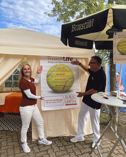 TouchLife Massagezelt beim Charity-Turnier Darmstdt 2024 zugunsten der Aktion „Du musst kämpfen“